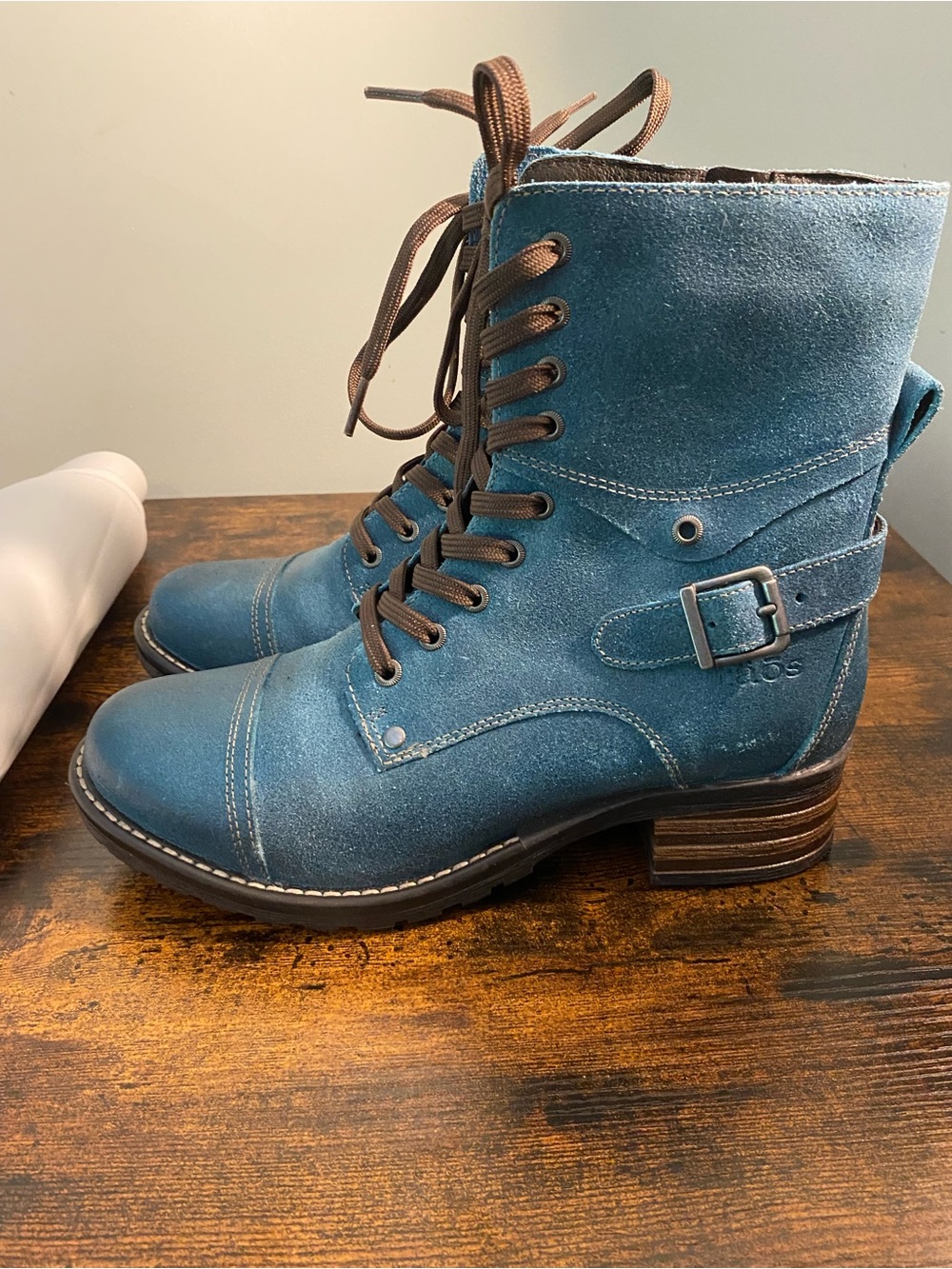Taos Crave Blue Lace Side Zip Combat Boots
